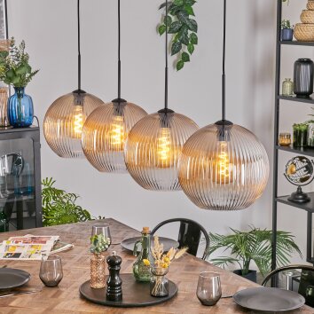 Koyoto Suspension, Boule lumineuse, Suspension Ambre, Clair, 4 lumières