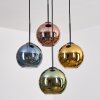 Koyoto Suspension, Boule lumineuse, Suspension Bleu, Or, Vert, Cuivré, 4 lumières