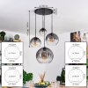 Koyoto Suspension, Boule lumineuse, Suspension 30 cm Clair, Fumé, 4 lumières