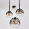 Koyoto Suspension, Boule lumineuse, Suspension 30 cm Clair, Fumé, 4 lumières