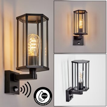 Monfanim Lampe murale d´extérieur, Applique murale Noir, 1 lumière, Détecteur de mouvement