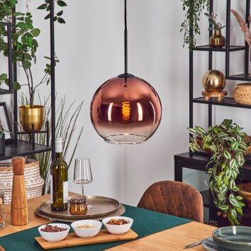 Koyoto Suspension, Boule lumineuse, Suspension Clair, Cuivré, 1 lumière