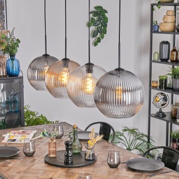 Koyoto Suspension, Boule lumineuse, Suspension Ambre, Clair, Fumé, 4 lumières