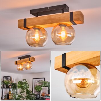 Sernadelo Plafonnier, Boule lumineuse Écru, Noir, 2 lumières