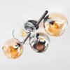 Koyoto Plafonnier, Boule lumineuse Ambre, Chrome, Clair, Fumé, 4 lumières