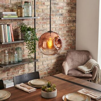 Ripoll Suspension, Boule lumineuse, Suspension Clair, Cuivré, 1 lumière