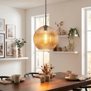 Koyoto Suspension, Boule lumineuse, Suspension Ambre, 1 lumière