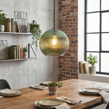 Koyoto Suspension, Boule lumineuse, Suspension Vert, 1 lumière