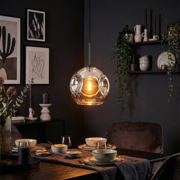 Ripoll Suspension, Boule lumineuse, Suspension Chrome, Fumé, 1 lumière