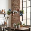Chehalis Suspension, Boule lumineuse, Suspension Bleu, Chrome, Vert, Cuivré, Fumé, 8 lumières