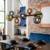 Chehalis Suspension, Boule lumineuse, Suspension Bleu, Vert, Cuivré, 8 lumières
