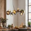 Chehalis Suspension, Boule lumineuse, Suspension Bleu, Chrome, Vert, Clair, Fumé, 8 lumières