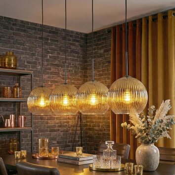 Koyoto Suspension, Boule lumineuse, Suspension Or, Clair, 4 lumières