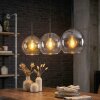 Koyoto Suspension, Boule lumineuse, Suspension Ambre, Clair, Fumé, 3 lumières