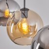 Koyoto Suspension, Boule lumineuse, Suspension Ambre, Chrome, Fumé, 3 lumières