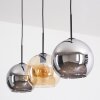 Koyoto Suspension, Boule lumineuse, Suspension Ambre, Chrome, Fumé, 3 lumières