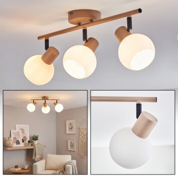 Lumox Plafonnier, Spot de plafond Beige, Noir, 3 lumières