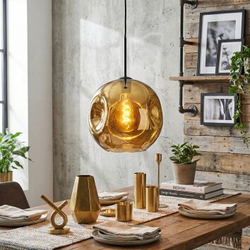 Ripoll Suspension, Boule lumineuse, Suspension Or, 1 lumière