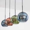 Koyoto Suspension, Boule lumineuse, Suspension Bleu, Vert, Cuivré, 4 lumières