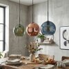 Koyoto Suspension, Boule lumineuse, Suspension Bleu, Vert, Cuivré, 3 lumières