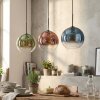 Koyoto Suspension, Boule lumineuse, Suspension Bleu, Vert, Clair, Cuivré, 3 lumières