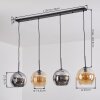 Koyoto Suspension, Boule lumineuse, Suspension Ambre, Chrome, Fumé, 4 lumières