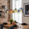 Koyoto Suspension, Boule lumineuse, Suspension Bleu, Vert, Clair, Cuivré, 4 lumières