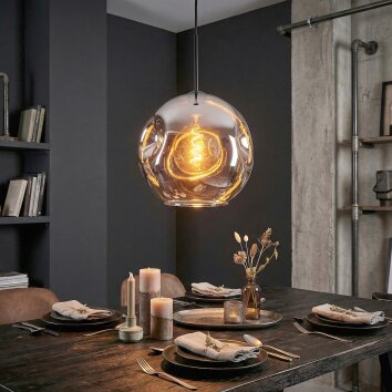 Ripoll Suspension, Boule lumineuse, Suspension Chrome, Fumé, 1 lumière