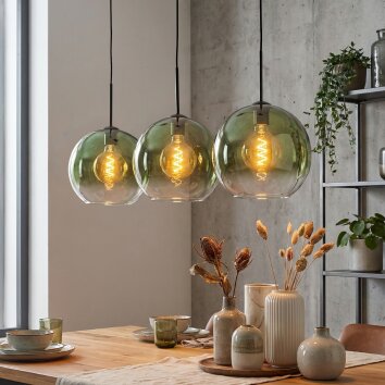 Koyoto Suspension, Boule lumineuse, Suspension Vert, Clair, 3 lumières