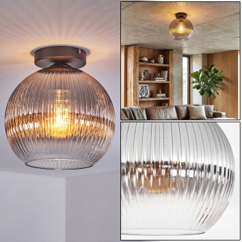 Koyoto Plafonnier, Boule lumineuse 25 cm Clair, Fumé, 1 lumière