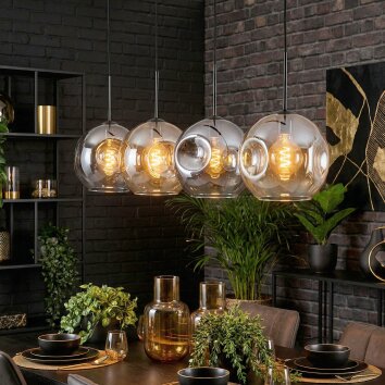 Ripoll Suspension, Boule lumineuse, Suspension Ambre, Clair, Fumé, 4 lumières