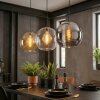 Koyoto Suspension, Boule lumineuse, Suspension Ambre, Chrome, Clair, Fumé, 3 lumières