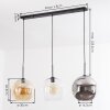 Koyoto Suspension, Boule lumineuse, Suspension Ambre, Chrome, Clair, Fumé, 3 lumières