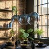 Koyoto Suspension, Boule lumineuse, Suspension Bleu, Clair, 3 lumières
