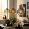 Koyoto Suspension, Boule lumineuse, Suspension Bleu, Vert, Clair, Cuivré, 3 lumières
