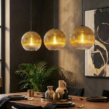 Koyoto Suspension, Boule lumineuse, Suspension Or, Clair, 3 lumières