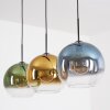 Koyoto Suspension, Boule lumineuse, Suspension Bleu, Or, Vert, Clair, 3 lumières