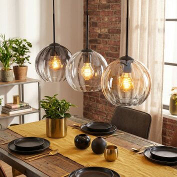 Koyoto Suspension, Suspension 20 cm Ambre, Clair, Fumé, 3 lumières