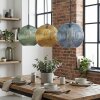 Koyoto Suspension, Boule lumineuse, Suspension 30 cm Bleu, Or, Vert, 3 lumières