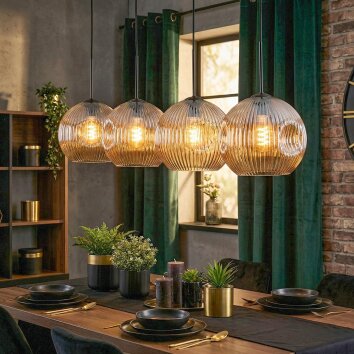 Ripoll Suspension, Boule lumineuse, Suspension Ambre, 4 lumières