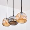 Ripoll Suspension, Boule lumineuse, Suspension Ambre, Fumé, 3 lumières