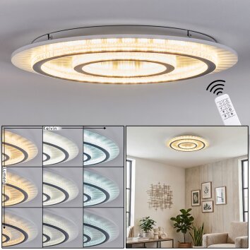 Lidor Plafonnier LED Gris, Blanc, 1 lumière, Télécommandes