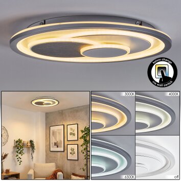 Rarel Plafonnier LED Chrome, Gris, Argenté, Blanc, 1 lumière