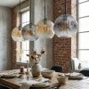 Ripoll Suspension, Boule lumineuse, Suspension Ambre, Clair, Fumé, 4 lumières