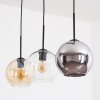 Koyoto Suspension, Boule lumineuse, Suspension Ambre, Chrome, Clair, Fumé, 3 lumières