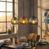 Koyoto Suspension, Boule lumineuse, Suspension Bleu, Or, Vert, 3 lumières