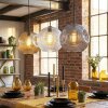 Ripoll Suspension, Boule lumineuse, Suspension Ambre, Clair, Fumé, 3 lumières