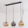 Ripoll Suspension, Boule lumineuse, Suspension Ambre, Fumé, 3 lumières