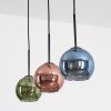 Koyoto Suspension, Boule lumineuse, Suspension Bleu, Vert, Cuivré, 3 lumières