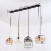 Ripoll Suspension, Boule lumineuse, Suspension Ambre, Clair, Fumé, 4 lumières